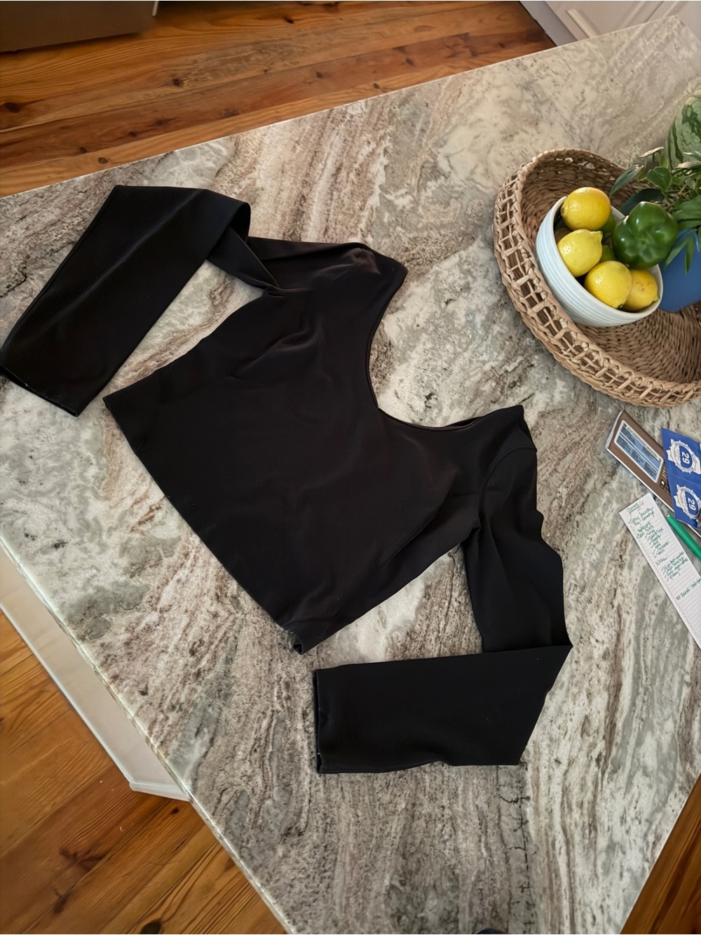 lululemon athletica dance Black Long-Sleeve Scoop Crop Top